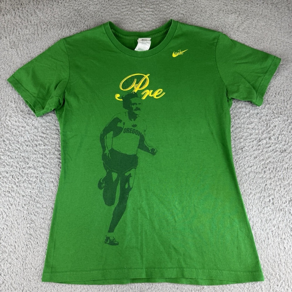 Nike Shirt Womens Large 12-14 Green Prefontaine Run Short Sleeve Athletic Pre